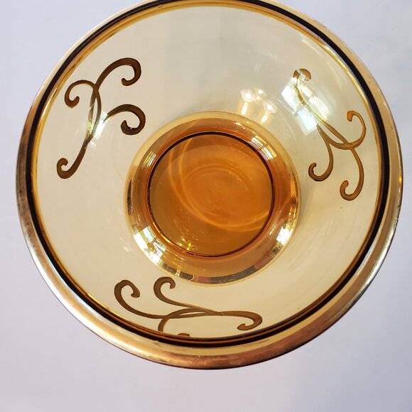 Vintage Amber Embelished Lidded Candy Dish 8.5 Inches Tall - Picture 11 of 16